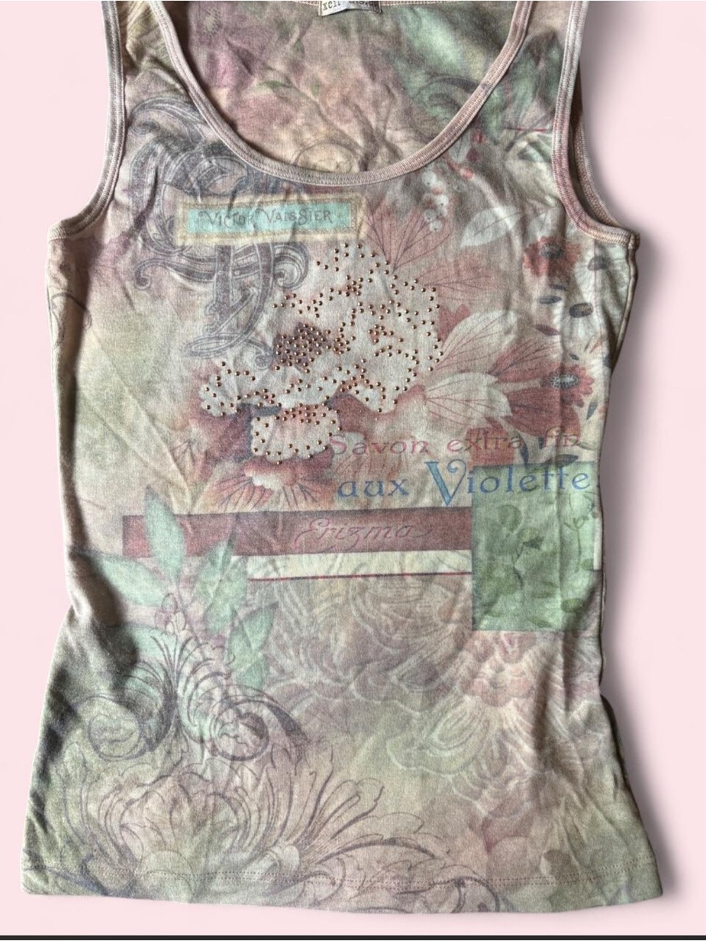 Vintage y2k Rhinestone Xcit USA Graphic Tank Top ⚜️🌸 - Picture 2 of 8